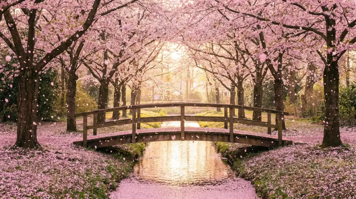 樱花桥畔 - 我爱原味网 唯美风景